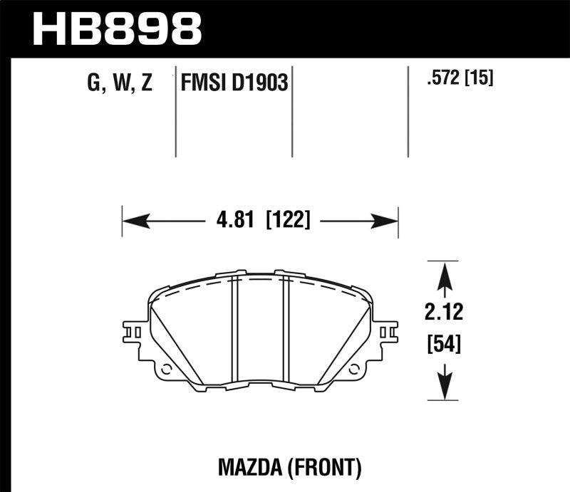Hawk Performance HB898W.572 Hawk 17-19 Fiat 124 Spider DTC-30 Front Brake Pads