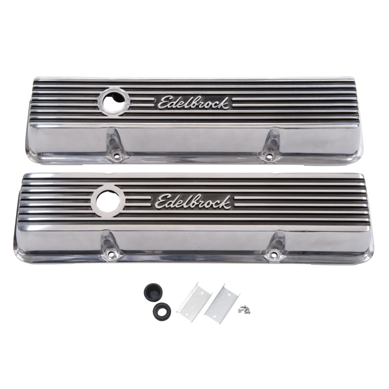 Edelbrock EDE4263 Valve Cover Kit Elite II Series SBC Tall