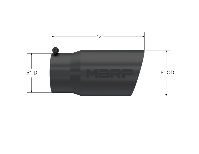 MBRP T5074BLK Universal Tip 6 O.D. Dual Wall Angled 5 inlet 12 length - Black Finish