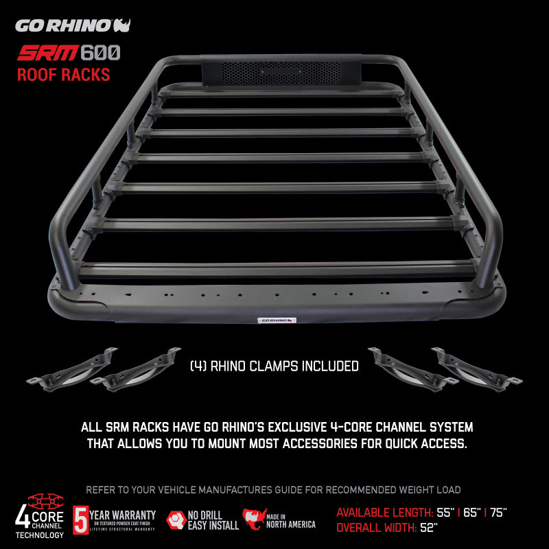 Go Rhino 5936065T Universal 65in SRM 600 Basket Style Rack - Textured black