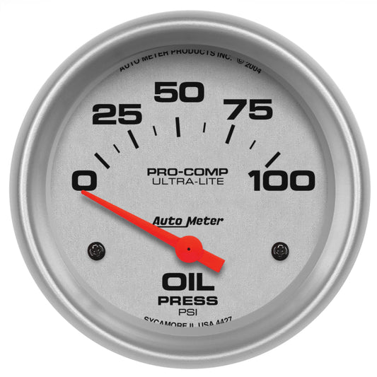 AutoMeter 4427 Autometer Ultra-Lite 66.7mm Short Sweep Electronic 0-100 PSI Oil Pressure Gauge