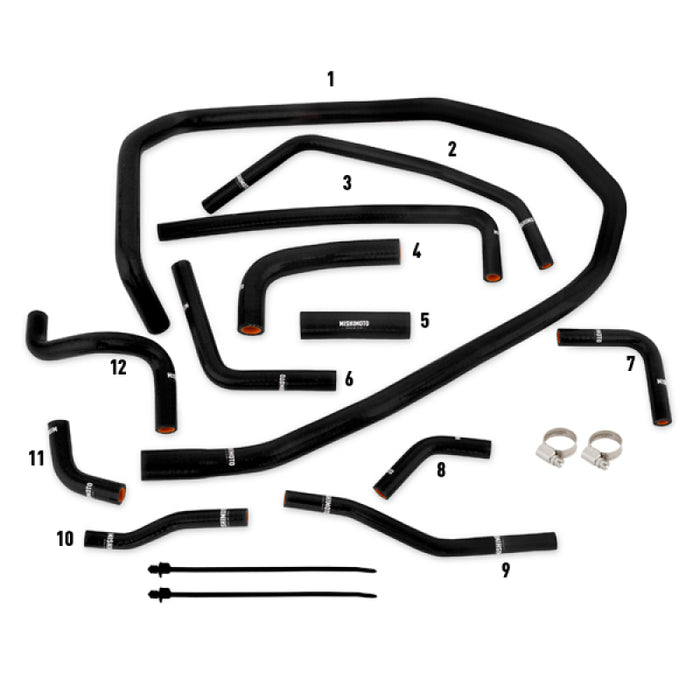 Mishimoto MMHOSE-WRX-15ANCBK 2015 Subaru WRX Black Silicone Radiator Coolant Ancillary Hoses Kit