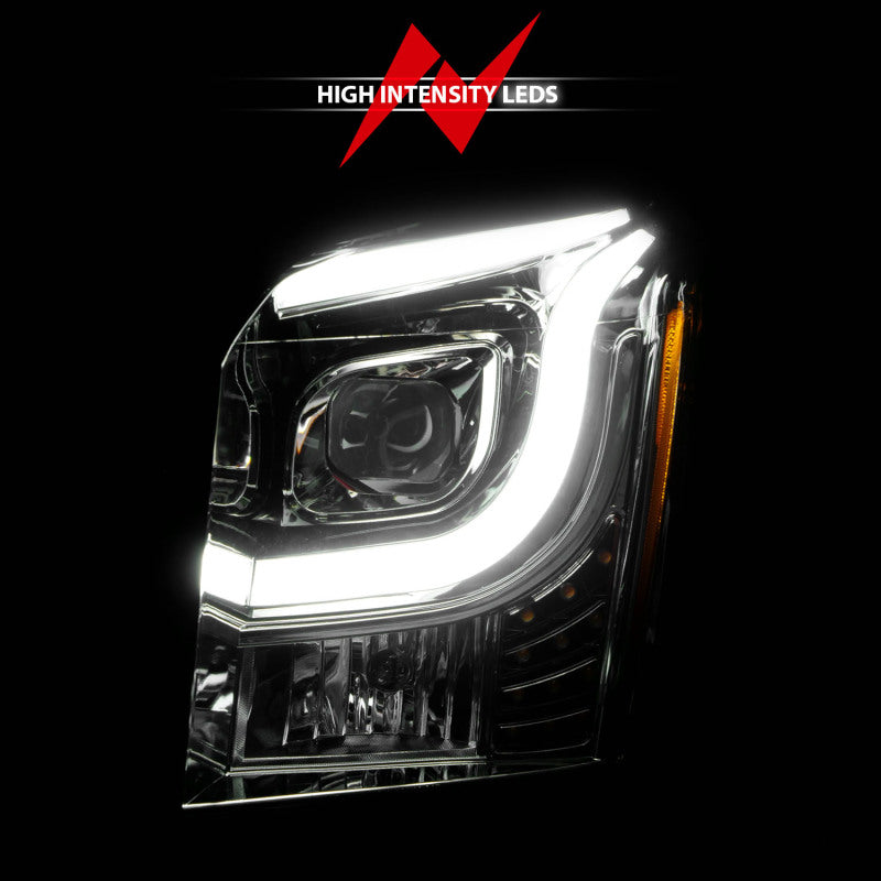 ANZO 111536 2015-2017 GMC Yukon XL Projector Headlights W Lightbar - Chrome/Amber
