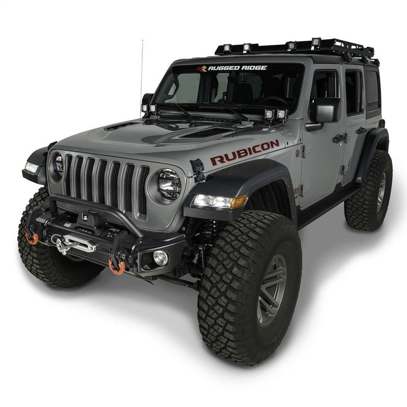 Rugged Ridge 11549.03 Arcus Front Bumper Tube Overrider Black 18-20 Jeep Wrangler JL
