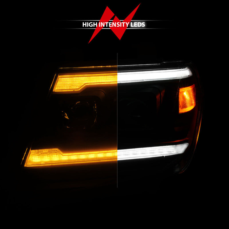 ANZO 111597 09-20 Nissan Frontier Black Projector Plank Style DRL w/ Switchback & Sequential LED DRL