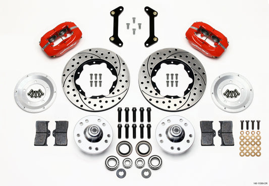 Wilwood 140-11009-DR Forged Dynalite Front Kit 11.00in Drilled Red 79-87 GM G Body