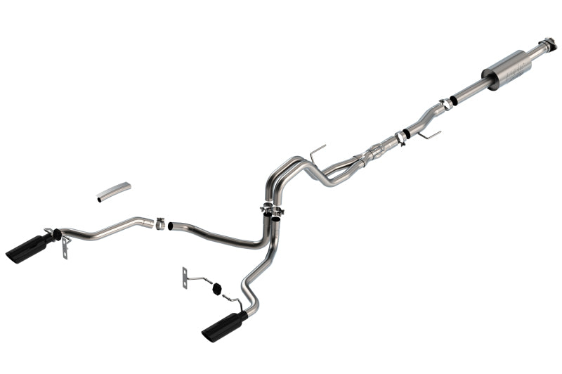 Borla 140867BC F-150 2021 5.0L 4dr CC SB EC STB Lariat/KR/Platinm/LTD 3/2.25 SRE Cat-Back ATAK Black CHR Tips