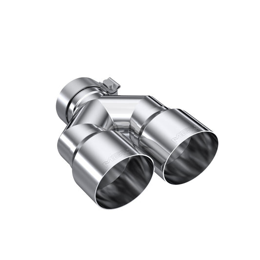 MBRP T5183 3in ID / Dual 4in OD Out Staggered L 9.37in / R 9.87in Single Wall T304 SS Univ Exhaust Tip