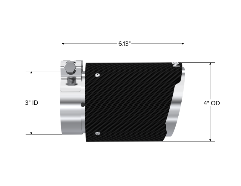 MBRP T5188CF Universal Carbon Fiber Tip 3in ID / 4in OD Out / 6.13in Length Angle Cut Dual Wall