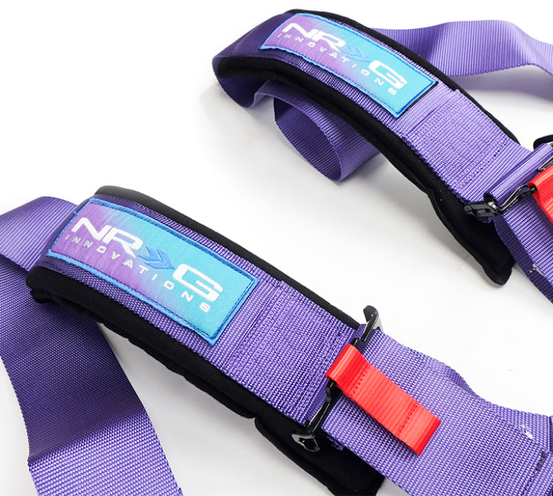 NRG SBH-B6PCPP SFI 16.1 5Pt 3 Inch Seat Belt Harness with Pads / Cam Lock - Purple