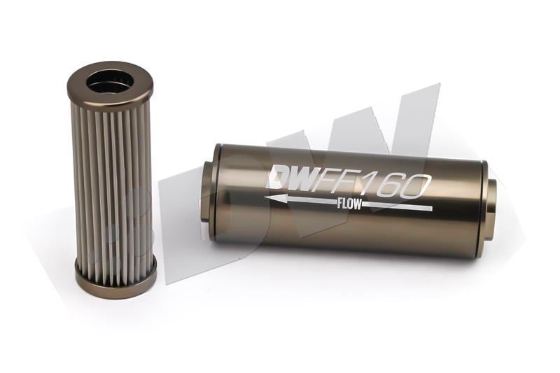 DeatschWerks 8-03-110-100K Stainless Steel 10AN 100 Micron Universal Inline Fuel Filter Housing Kit (110mm)