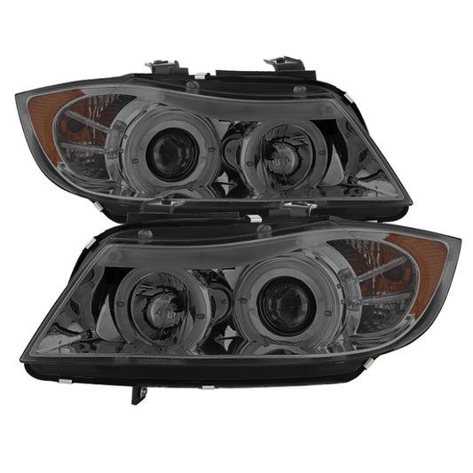 SPYDER 5009029 Spyder BMW E90 3-Series 06-08 (4 dr) Proj LED Halo Amber Reflctr Rplc Bulb Smke PRO-YD-BMWE9005-AM-S