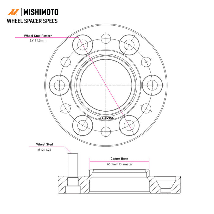 Mishimoto MMWS-007-500BK Wheel Spacers - 5x114.3 - 66.1 - 50 - M12 - Black