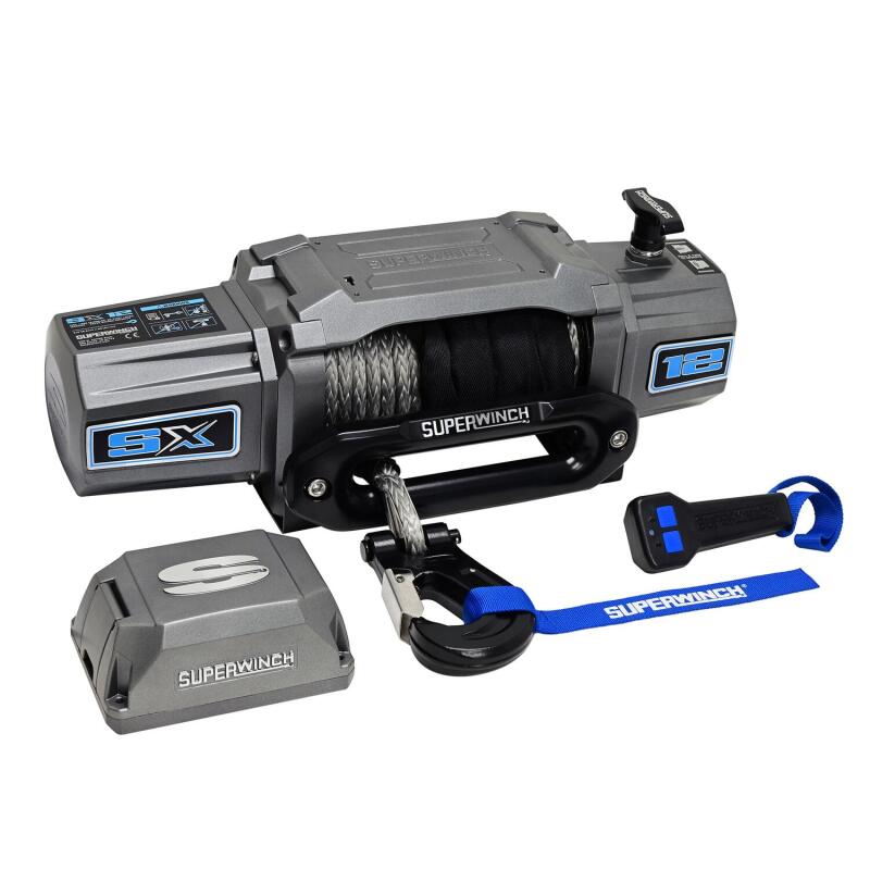 Superwinch 1712201 12000 LBS 12V DC 3/8in x 80ft Synthetic Rope SX 12000SR Winch - Graphite