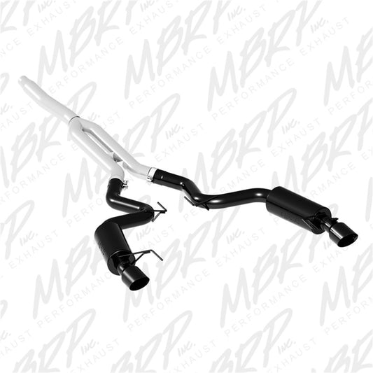 MBRP S7274BLK 15-18 Ford Mustang EcoBoost 2.3L Black 3in Cat Back Dual Split Rear Exit (Street Version)