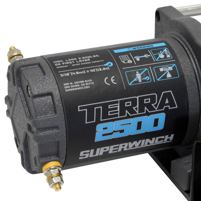 Superwinch 1125260 2500 LBS 12V DC 3/16in x 40ft Steel Rope Terra 2500 Winch - Gray Wrinkle