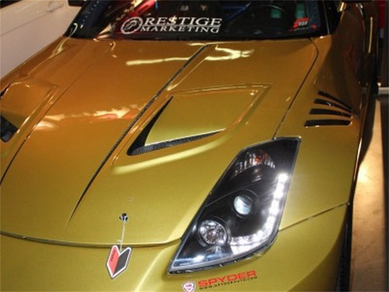 SPYDER 5064738 Spyder Nissan 350Z 03-05 Projector Headlights Halogen Model Only - DRL Black PRO-YD-N350Z02-DRL-BK