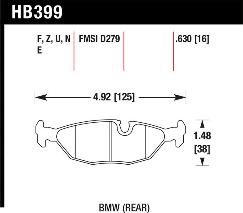 Hawk Performance HB399E.630 Hawk 84-4/91 BMW 325 (E30)Blue 9012 Rear Race Pads (NOT FOR STREET USE)