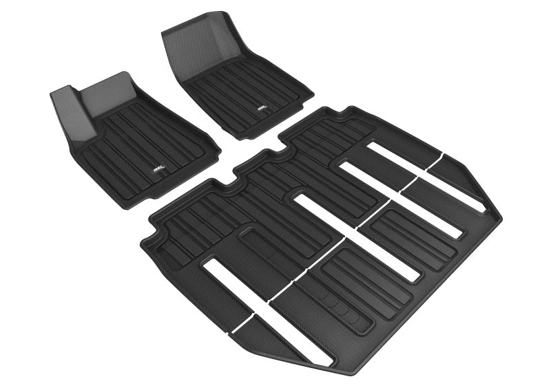 3D MAXpider E1TL00501809 3D Maxpider 17-21 Tesla Model X Folding 7-Seat Elitect 1st 2nd 3rd Row - Floor Mat Set (Black)
