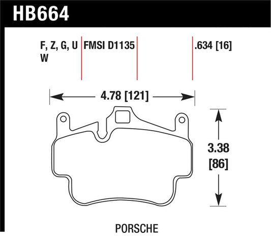 Hawk Performance HB664Z.634 Hawk 05-08 Porsche 911 Carrera Front & Rear / 07-08 Cayman Front Perf Ceramic Street Brake Pads