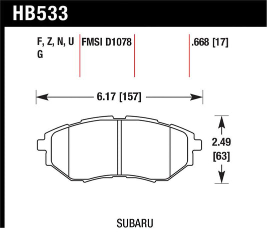 Hawk Performance HB533F.668 Hawk 05-08 LGT D1078 HPS Street Front Brake Pads
