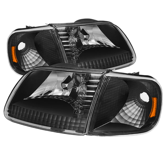SPYDER 5070319 xTune Ford F150 97-03 / Expedition 97-02 Crystal Headlights w/Corner Black HD-JH-FF15097-SET-AM-BK