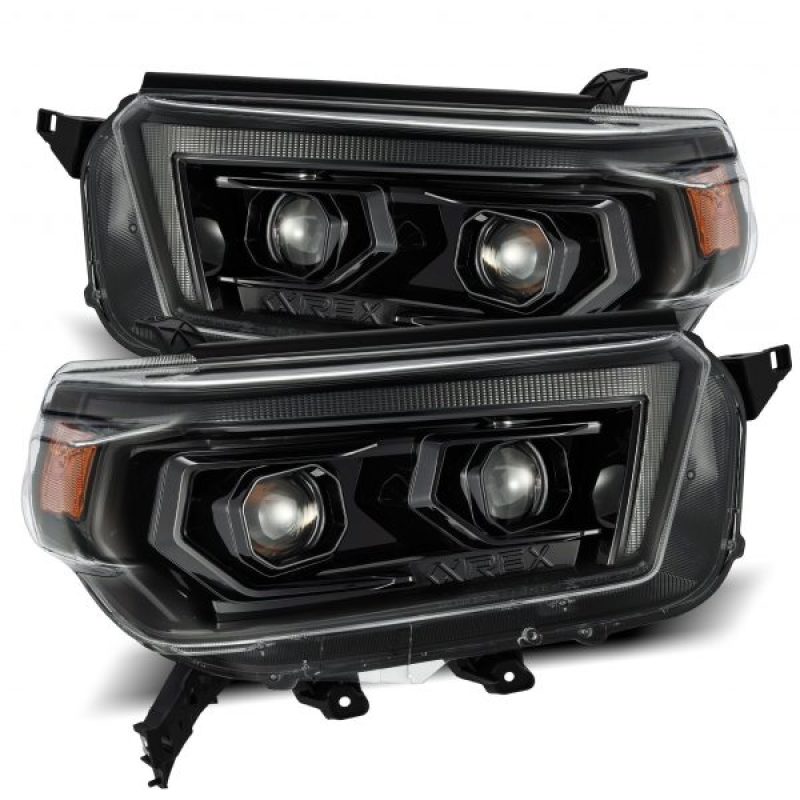 AlphaRex 880756 10-13 Toyota 4Runner LUXX LED Proj Headlights Plank Style Alpha Black w/Seq Signal/DRL