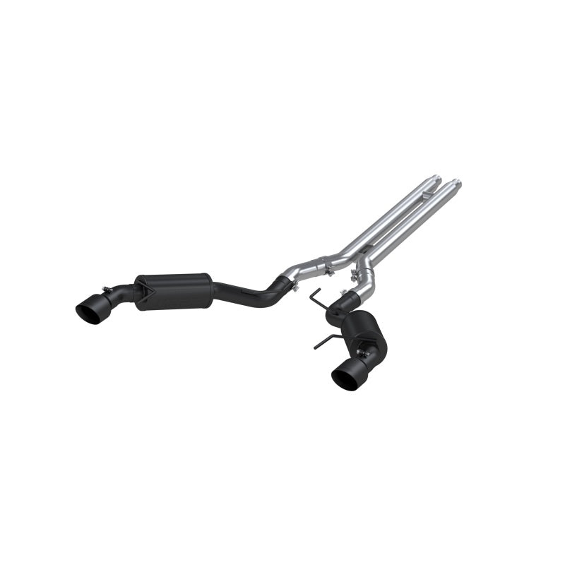 MBRP S7277BLK 15 Ford Mustang GT 5.0 3in Cat Back Dual Split Rear Street Version 4.5in Tips - Black Coated