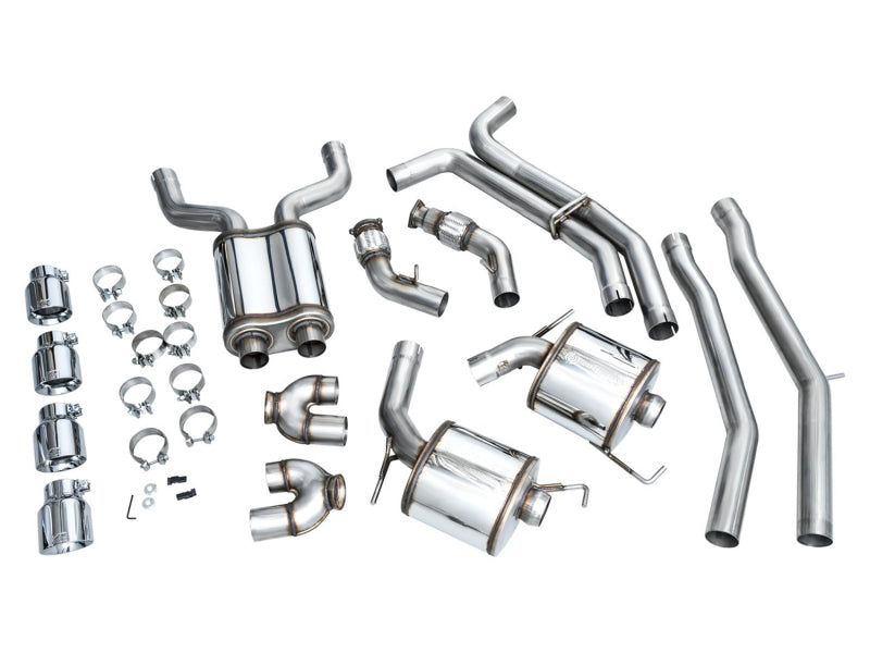 AWE Tuning 3015-42103 19-23 Audi C8 S6/S7 2.9T V6 AWD Touring Edition Exhaust - Chrome Silver Tips