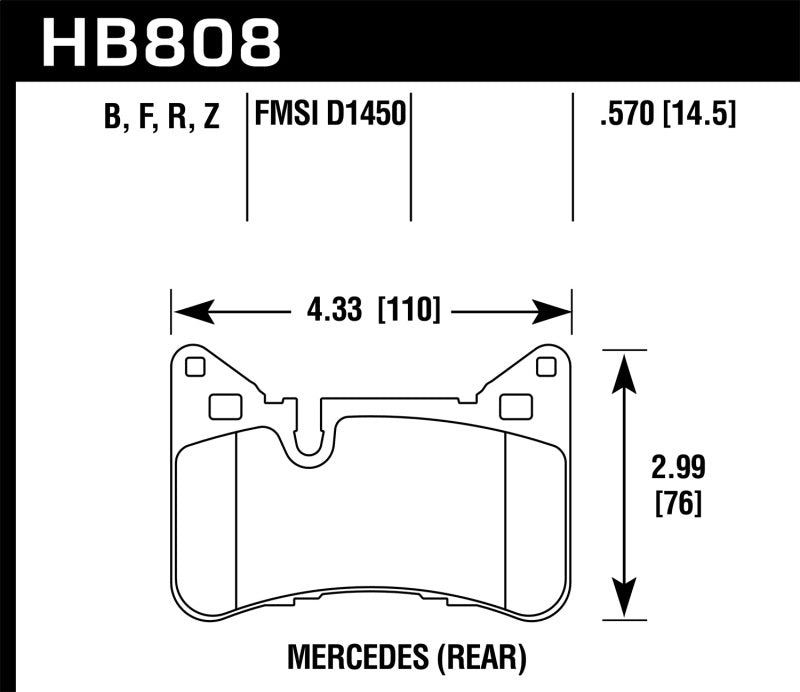 Hawk Performance HB808B.570 Hawk 2012-2015 Mercedes Benz C63 AMG Rear HPS 5.0 Brake Pads
