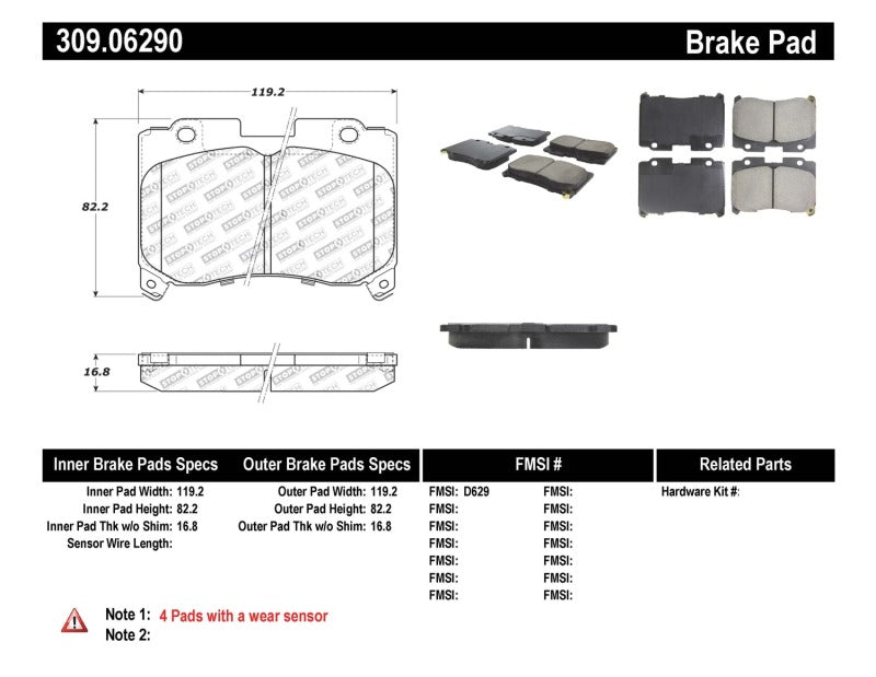 Stoptech 309.06290 StopTech Performance 5/93-98 Toyota Supra Turbo Front Brake Pads