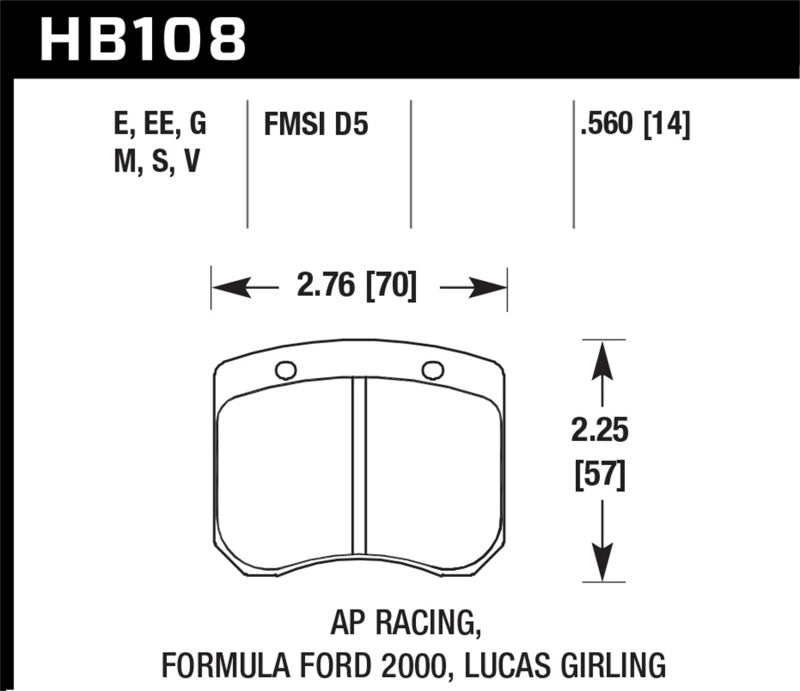 Hawk Performance HB108E.560 Hawk AP Racing 14mm Blue 9012 Race Brake Pads