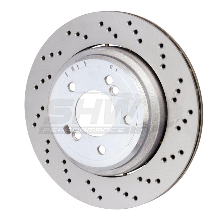 SHW Performance BRR42834 SHW 06-08 BMW Z4 3.2L Right Rear Cross-Drilled Lightweight Brake Rotor (34212282304)
