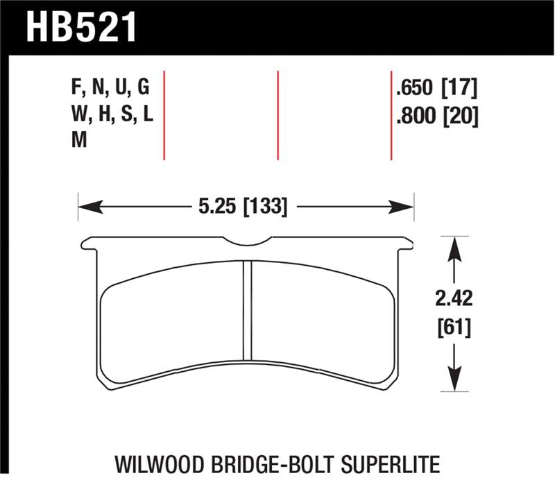 Hawk Performance HB521S.800 Hawk Wilwood Superlite HT-10 Race Brake Pads