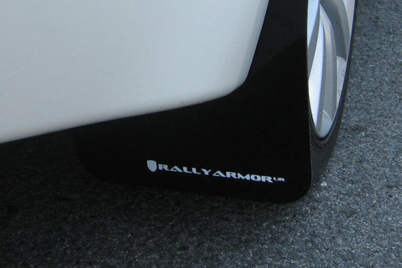 Rally Armor MF10-UR-BLK/WH 08-17 Mitsubishi EVO X Black UR Mud Flap w/ White Logo