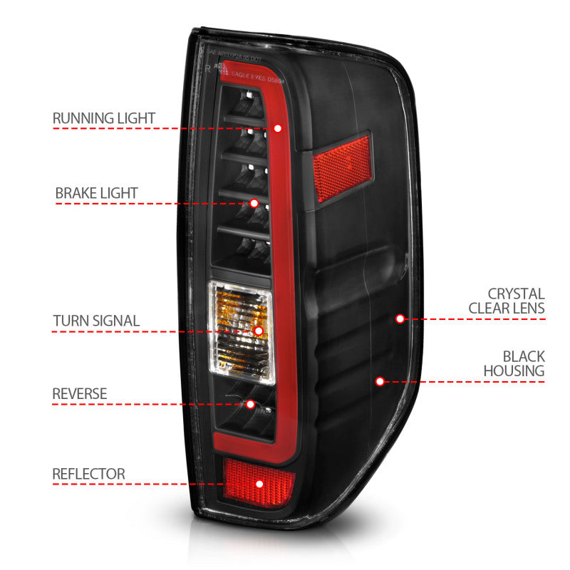 ANZO 311443 2005-2021 Nissan Frontier LED Taillights Black Housing/Clear Lens