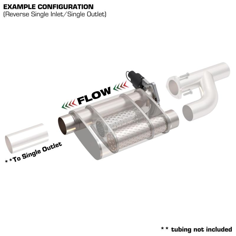 QTP 13251C 2.5in Weld-On 304SS Reverse Screamer Muffler w/Bolt-On QTEC Electric Cutout
