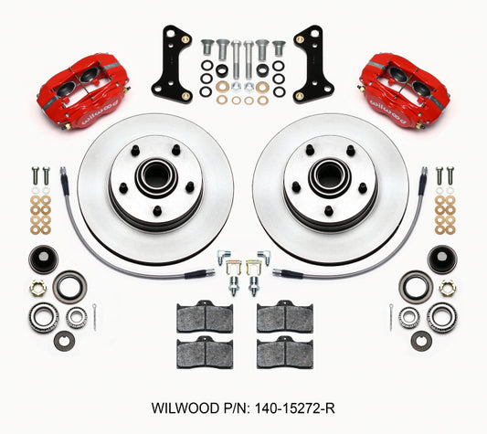 Wilwood 140-15272-R Forged Dynalite-M Front Kit 11.00in 1 PC Rotor&Hub Red 67-69 Camaro 64-72 Nova Chevelle