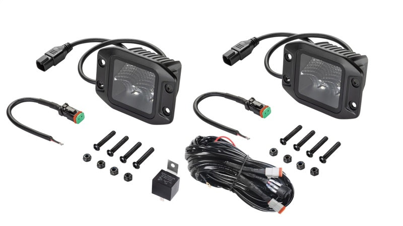 Hella 358176831 Universal Black Magic 3.2in L.E.D. Cube Kit - Flood Beam (Flush Mount)