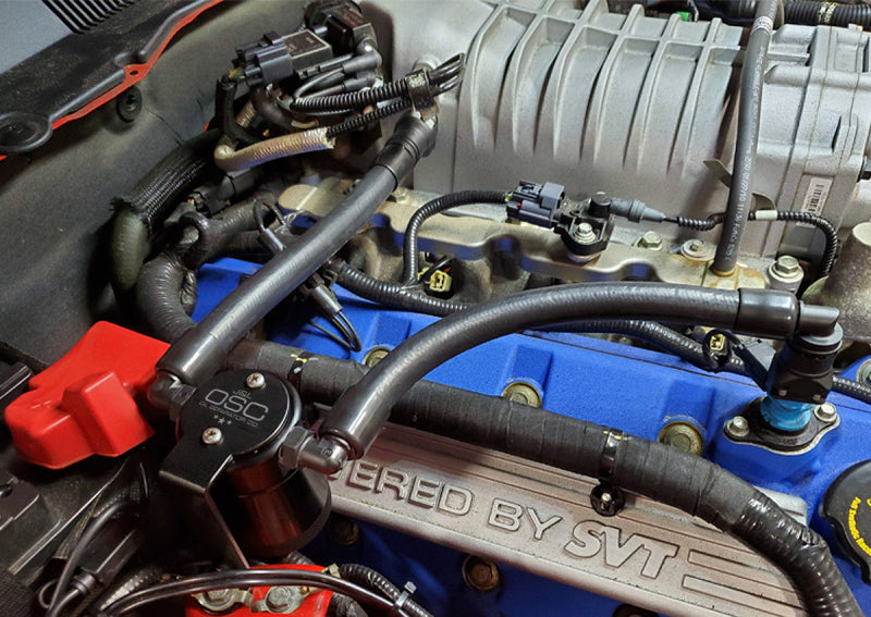 J&L 3040P-B 07-14 Ford Mustang GT500 Oil Separator 3.0 Passenger Side (Remote Mount) - Black Anodized