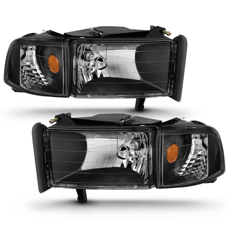 ANZO 111067 1994-2001 Dodge RAM Crystal Headlights Black
