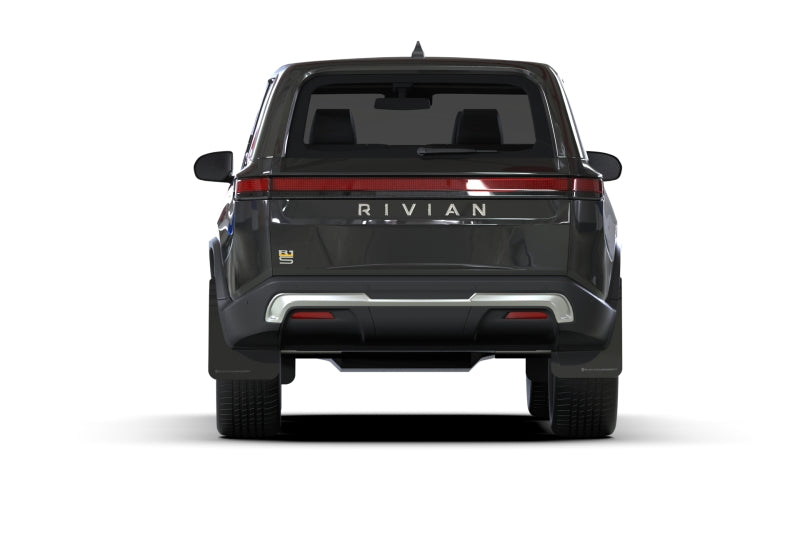 Rally Armor MF108-UR-BLK-MBK 22-25 Rivian R1S Black UR Mud Flap w/Metallic Black Logo