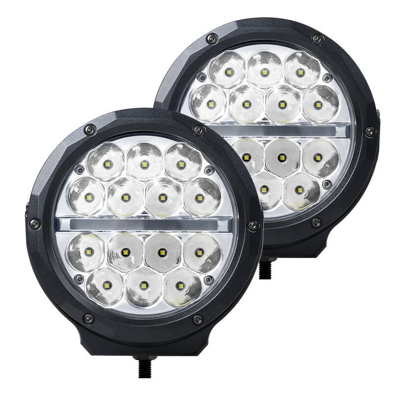 Go Rhino 750700623DRS Xplor Bright Series Round LED Driving Light Kit w/DRL (Surface Mount) 6in - Blk (2 pc)