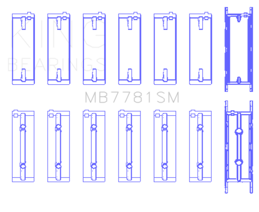 King Engine Bearings MB7781SM0.5 BMW N57 D30 A/B/C / N57N / N57S (Size +0.5mm) Main Bearing Set