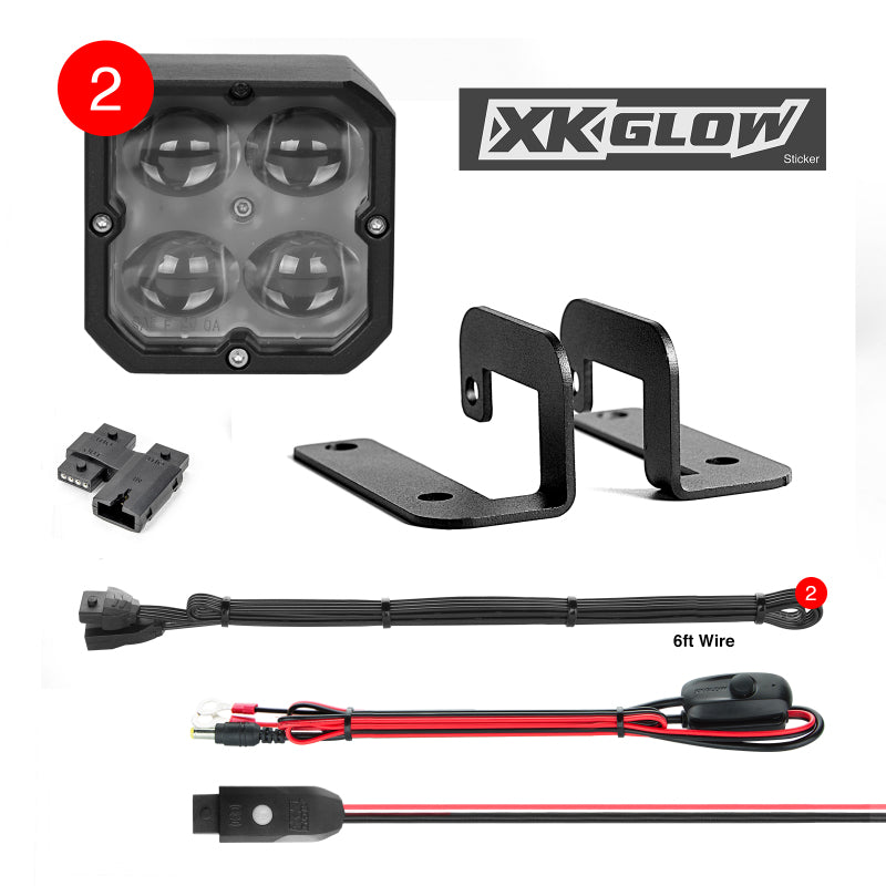 XKGLOW XK065001-FO-KIT XK Glow XKchrome 20w LED Cube Light w/ RGB Accent Light Kit w/ Controller- Fog Beam 2pc