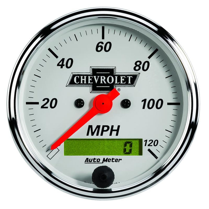 AutoMeter 1388-00408 Gauge Speedo 3-1/8in. 120MPH Elec Prog W/ Lcd Odo Chevrolet Heritage Bowtie