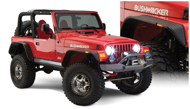 Bushwacker 10920-07 97-06 Jeep Wrangler Flat Style Flares 4pc - Black