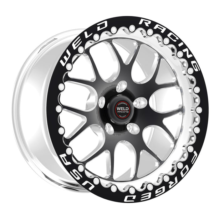 Weld 77MB510N75F S77 15x10.33 / 5x120mm BP / 7.5in. BS Black Wheel (Medium Pad) - Black Single Beadlock MT