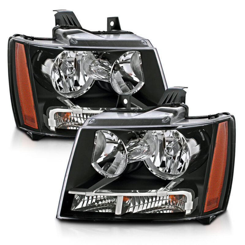 ANZO 111392 2007-2014 Chevrolet Tahoe/Suburban Crystal Headlights Black
