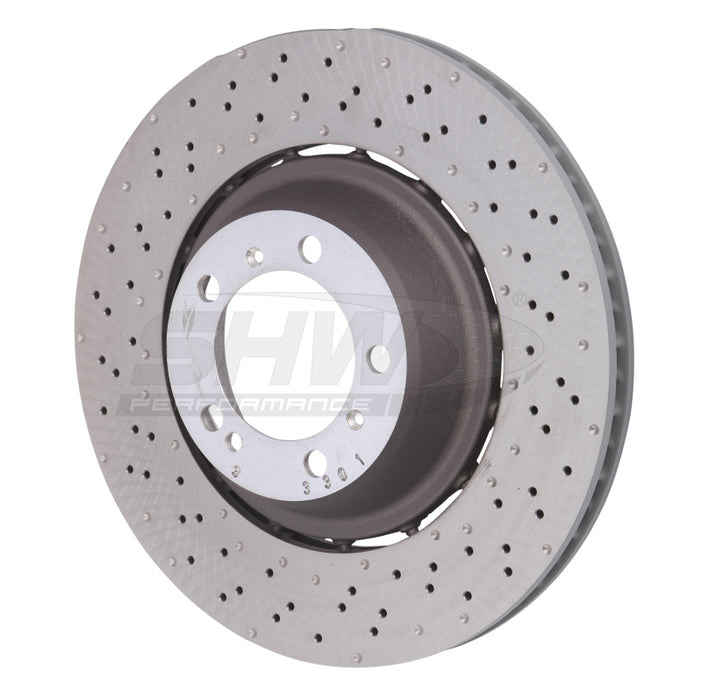 SHW Performance PRL49917 SHW 14-19 Porsche 911 Turbo 3.8L w/o Ceramics Left Rear Drilled-Dimpled LW Brake Rotor (99135240703)